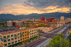 Colorado Springs city drone shot